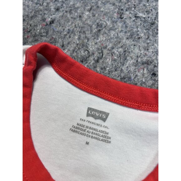 Levi’s Women’s White Ringer T-Shirt Peach Graphic Short Sleeve Casual Tee - Picture 5 of 5